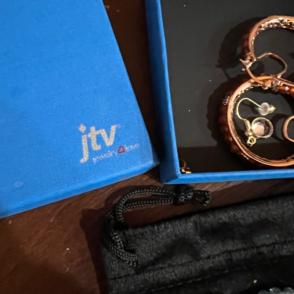 JTV Radiant Rose Gold & Silver Earrings